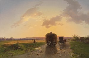 Heimkehr vom Feld im Abendrot